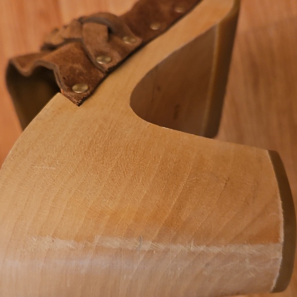 Loeffer Randall Cacao Suede Merrill Wooden Heeled Boho Braid Clogs Size 8.5 - Picture 16 of 16